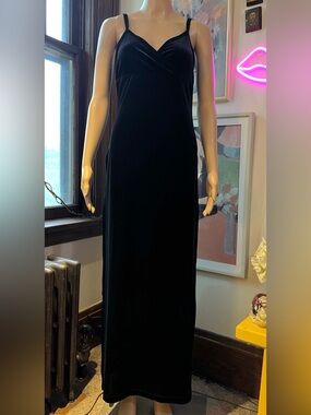 Black Velvet Maxi Slip Dress - Rave City